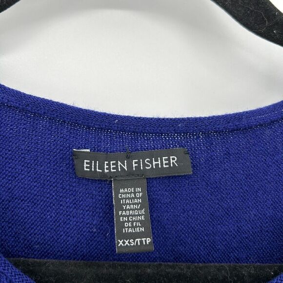 EILEEN FISHER Royal Purple 100% Merino Wool Crew Neck Sweater Tunic Top Size XXS - Picture 4 of 5
